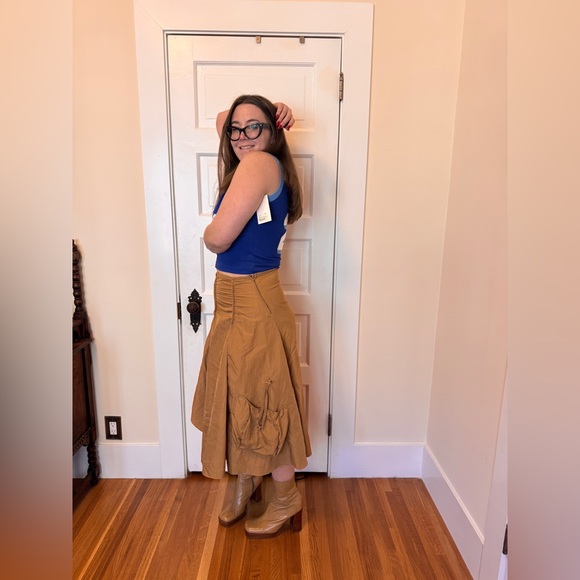 Y2K Vintage Khaki Asymmetrical Cargo Skirt Sz M - Picture 3 of 11